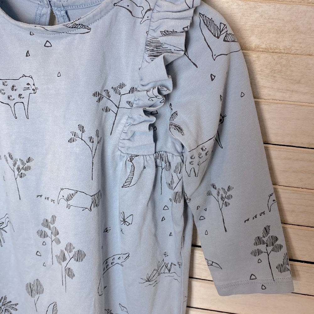 Tea Collection Ruffle Sleeve Animal Print Romper. Size 12-18 Months - Picture 3 of 9